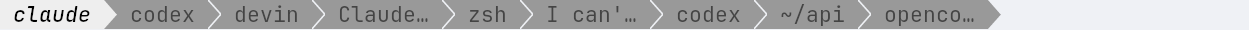 A stock kitty tab strip with nine tabs titled claude, codex, devin, Claude…, zsh, I can'… and so on; none shows a state.